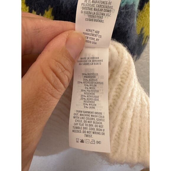 AERIE Quarter Zip Sweater Fair Isle Cozy Soft Thick Chunky Nordic Size Medium - Picture 9 of 10